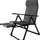 Caravan Sports Ergo+ - Adjustable Outdoor Patio Camping Lounge with Footrest & Headrest, Steel Frame Weather-Resistant Fabric Folding Outdoor Chair