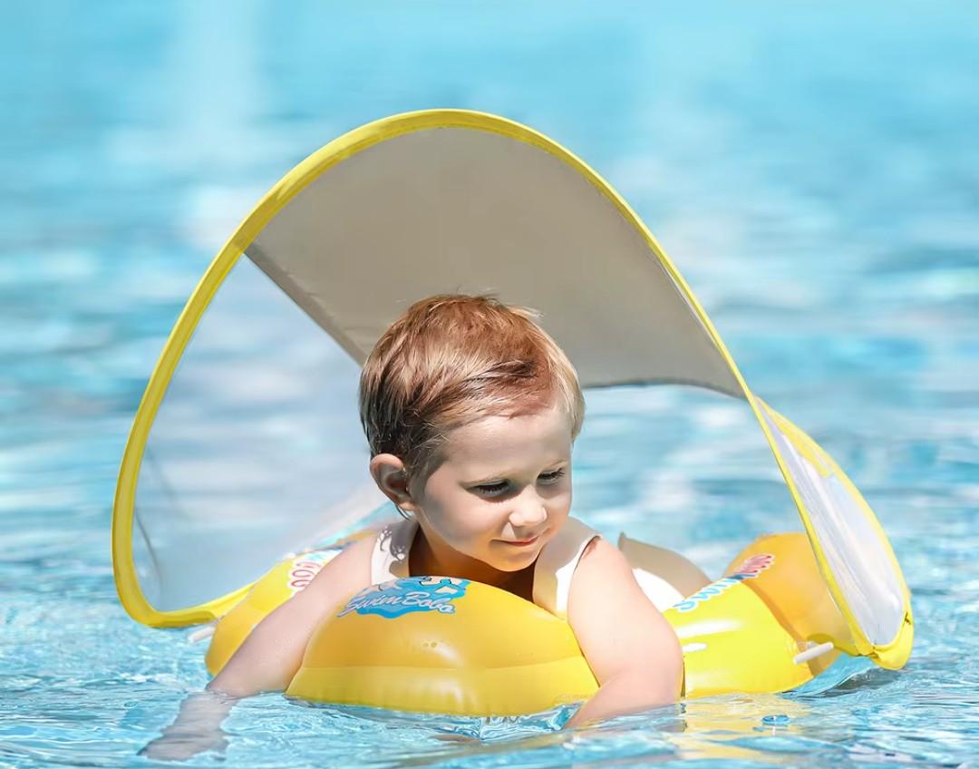 Baby Pool Float with Canopy  UPF50+ Sun Protection  312Month Swim Floaties Size: L
