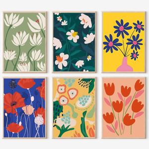 cupmod 6 Pack Paint by Numbers for Kids and Adults- DIY Acrylic Painting Kits on Canvas Without Frame, Simple Flower Oil Painting for Home Wall Decor 12x16inch