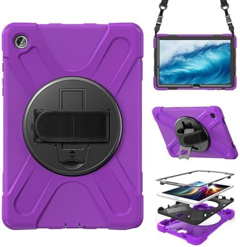 Case for Samsung Galaxy Tab A9 Plus/A9+ 11'' 2023 (SM-X210/X216/X218),Portable Heavy Duty Dropproof Protective Cover Case with 360 Rotating Stand,Handle & Shoulder Strap,Stylus Pen (New Purple)