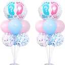 Gender Reveal Balloon Table Centerpiece Stand Kit 2 Set for Table, Gender Reveal Party Decorations with 18in Boy or Girl Foil Balloons and Pink Blue Confetti Latex Balloons