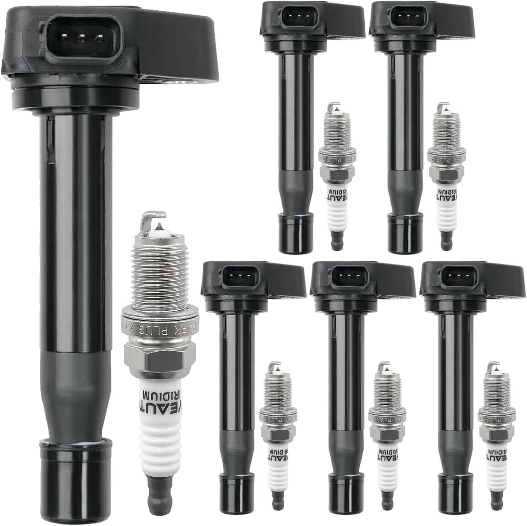 UF242 Ignition Coil Pack 30520-P8E-A01 and Iridium Spark Plugs 4503 Set of 6 Fit For Honda Accord 2000-2007 Odyssey 1999-2007 2008-2010 EX LX Pilot 2003-2008 Ridgeline 2006-2008 Acura MDX TL V6
