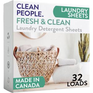 The Clean People Laundry Detergent Sheets - Laundry Soap - Ultra Concentrated, Recyclable Packaging, Stain Fighting - Fresh Scent, 32 Pack