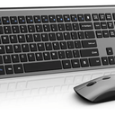 Wireless Mouse and Keyboard Combo, Silent FullSize Computer Keyboard with Calculator Button, 2400 DPI Mouse, Quiet Click, Slim Cordless USB Set for Laptop PC Windows Mac  Space Grey