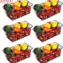 6 Pack Wire Storage Baskets Household Metal Wall-Mounted Containers Organizer Bins for Kitchen Bathroom Freezer Pantry Closet Laundry Room Cabinets Garage Shelf, Medium
