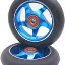 2Pcs 100 mm Pro Stunt Scooter Wheels with ABEC 9 Bearings for MGP/Razor/Lucky/Envy/Vokul Pro Scooters Replacement Wheels (Black-Blue)