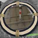 Vercraft Nautical Coastal Mirror 16" Wall Decor with Rope Wrapped Trim and Hanging Loop Round Circle Nursery Mirror Nautical Boho Rustic Decorative for Living Room, Bedroom Blue and White