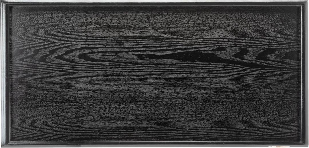 36 x 22 Inches Extra Large Solid Wood Serving Tray for Tea Coffee Table Snack Food Meals Serving Plate Kitchen Party Bar Breakfast Server with Raised Edges Black Wooden Decorative Ottoman Tray
