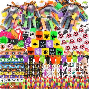 338PCS Halloween Party Favors for Kids, 24 Pack Halloween Toys Bulk with Glove Treat Bag for Kids Classroom Prizes, Halloween Goodies Bag Stuffers, Non Candy Trick or Treat Toys Party Giveaways