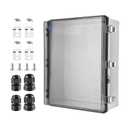 RTHIEAI Waterproof Outdoor IP67 Junction Box(20.1"x16.1"x7.9") with Mounting Plate, Hinged Clear Cover and Wall Brackets - Weatherproof ABS Plastic Electrical Enclosure for DIY Projects(510x410x200mm)