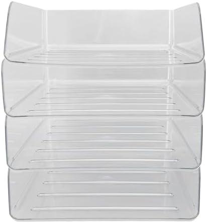 Desk Letter Tray Set 4 Layers Transparent Stackable A4 Paper Organizer Home Office