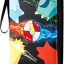 Jravkfi Card Binder 4 Pocket with 50 Removable Sleeves-Can Hold 400 Cards,3-Ring Zipper Sports Book is Gifts for Boys and Girls（Black）, 3-9.8*7.5*1.9IN