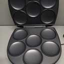 Holstein Housewares Non-Stick 6-Section Multi-Food Maker - Arepas, Mini Pancakes, Corncakes and More - Black,12 Inch