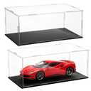 2 PCS Acrylic Model Car Display Case 1: 18 Scale Clear Display Boxes with Plastic Base Diecast Model Car Showcase & Storage Organizer for Vehicle Collectibles Memorabilia