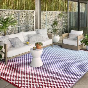Wonniatr 9x12 Outdoor Rug Waterproof - Plastic Straw Outdoor Patio Rugs Clearance, Blue Purple Extra Large Portable Mat for RV Camping, Lightweight Colorful Gradient Outside Deck Carpet