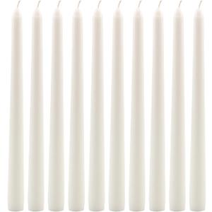 Stonebriar Tall 10" White Unscented 10 Count Taper Candles, 7 Hour Burn Time