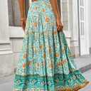 CFLONGE Summer Maxi Skirts for Women 2026 Fashion Boho Long Skirt Trendy Floral High Waist A Line Beach Skirt Vacation Outfit (XXL)