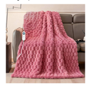 Electric Heated Blanket Throw Soft Ribbed Faux Fur Flannel Fast Heating 12 Heat Levels 1–12H Timer & Overheat Protection & Auto Shut-Off & ETL FCC & Machine Washable Heated Throw (Pink)