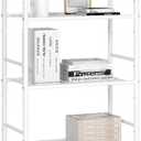 JSB 5-Tier Adjustable Shelving Unit, Heavy Duty Storage Rack Organizer Metal Corner Shelf for Kitchen Living Room Laundry Pantry Bathroom (White, 5 Tier)