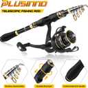 PLUSINNO Fishing Pole, Fishing Rod and Reel Combo,Telescopic Fishing Rod Kit with Spinning Reel, Collapsible Portable Fishing Pole with Carrier Bag for Freshwater Saltwater Fishing Gifts for Men Women, 6.98 ft