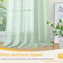 YoungsTex Sage Green Linen Semi Sheer Curtains 63 Inch Length for Living Room, Rustic Light Filtering Window Drapes Boho Textured with Rod Pocket Back Tab for Bedroom, 2 Panels, 52 X 63 Inch