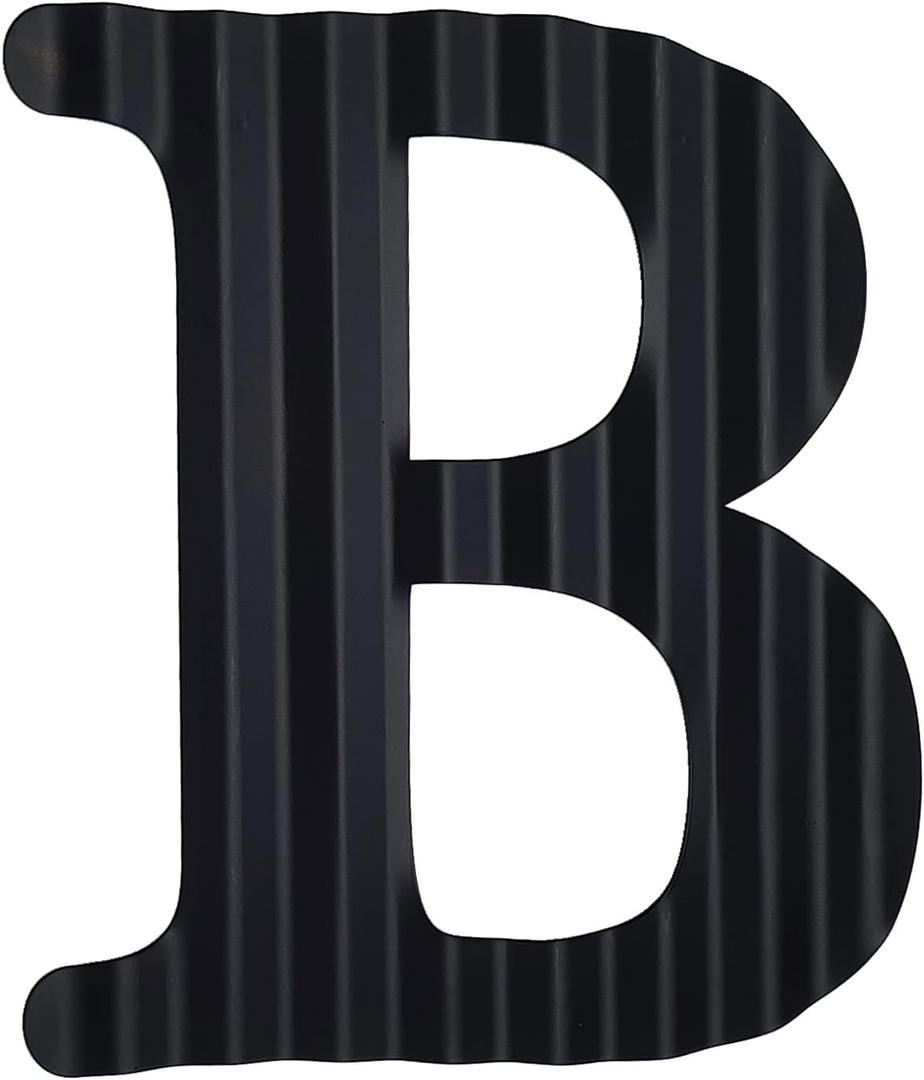 13.7" Metal Letters for Wall Decor, Corrugated Black Large 3D Letters, Decorative Farmhouse Hanging Alphabet Signs for Home Bedroom Office Wedding Party (B)