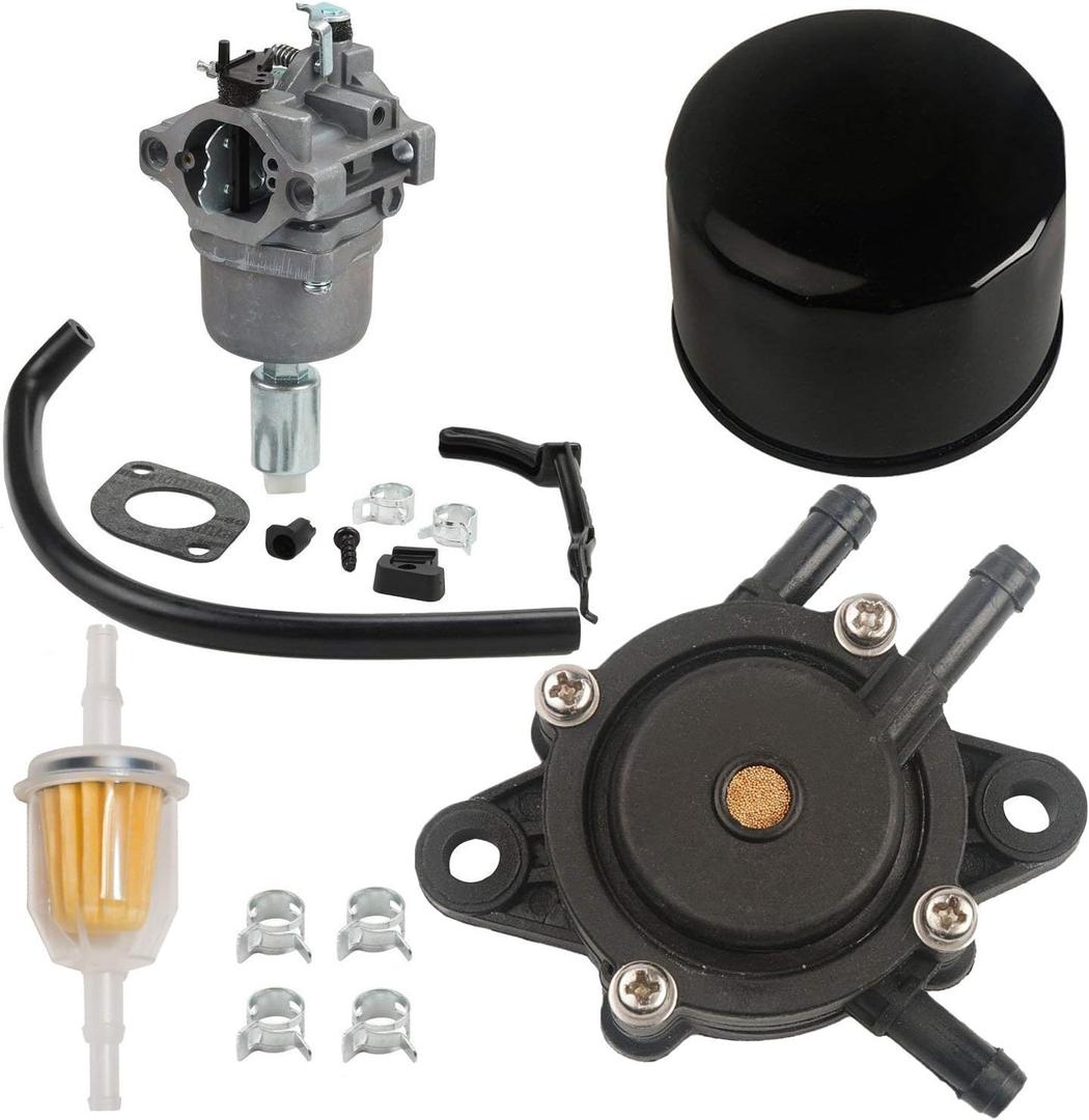 HIFROM Carburetor Carb Kit Fuel Pump Fuel Filter with Oil Filter Replacement for John Deere 108 L105 102 115 105 X120 X145 L107 L108 LA125 LA115 LA105 D110 D105 Lawn Tractor MIA12509 MIA11474