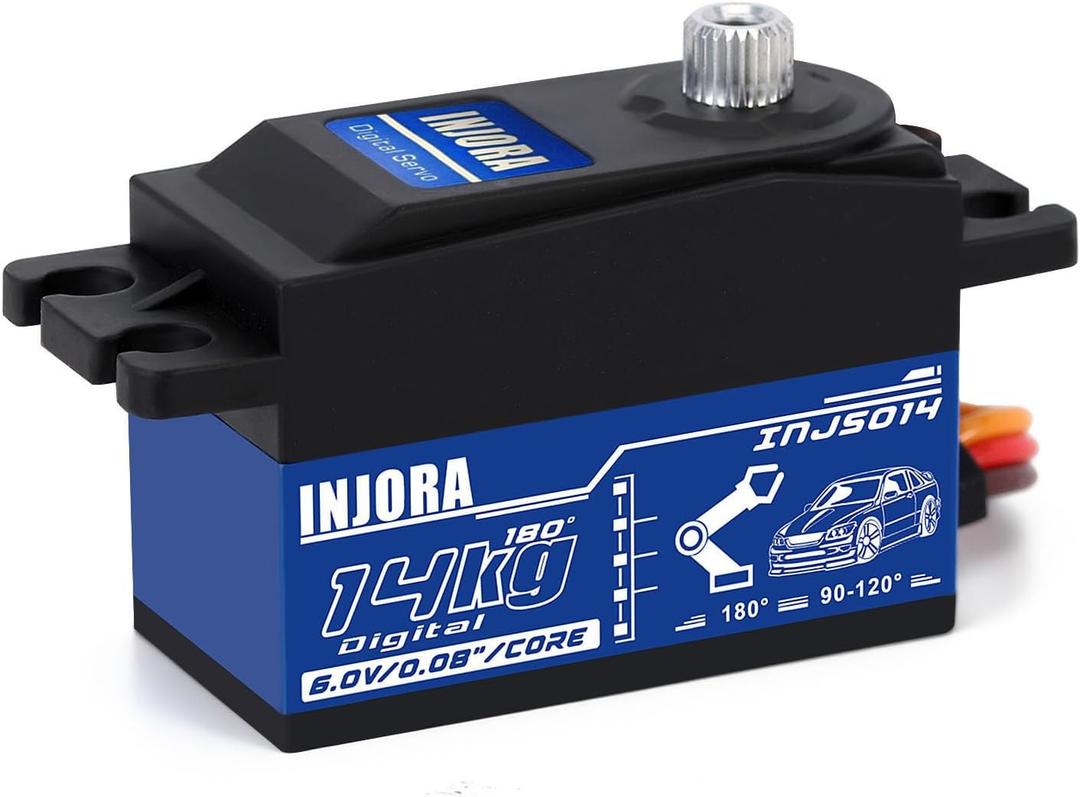 INJORA RC Digital Servo 14kg Low Profile Servo Metal Digital Core High Torque Servo for 1/10 1/12 RC Vehicles On-Road Touring Drift Car Helicopter Model