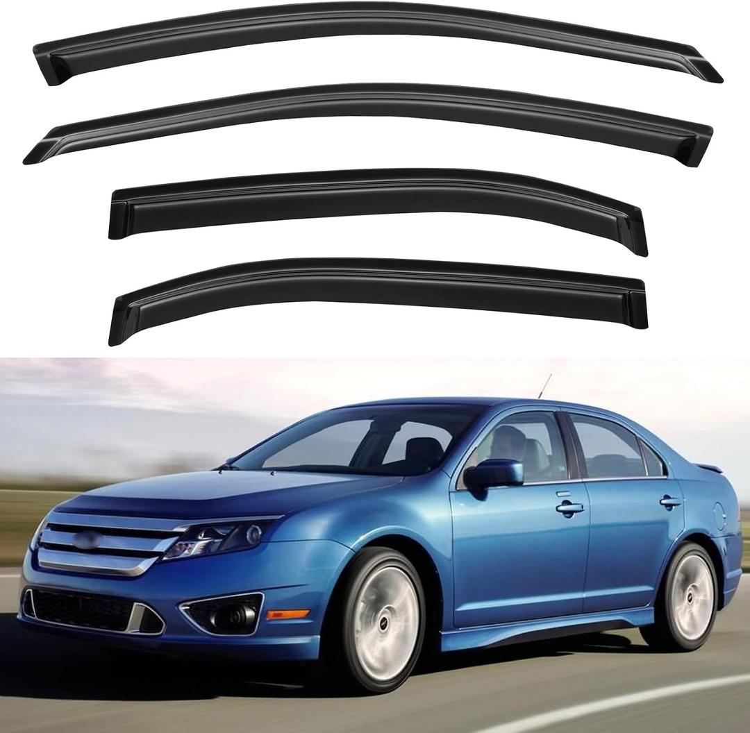 YQAUTEC Window Visors Rain Guards Shield for 2006-2012 Ford Fusion, 2007-2013 Lincoln MKZ, 2006-2010 Mercury Milan, 2006 Lincoln Zephyr Window Wind Deflectors Vent Shades, YD-143