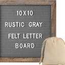 G GAMIT Rustic Felt Letter Board with 340 Changeable Letters&Numbers, 10x10 Message Board Letter Sign Board in Rustic Frame with Stand and Canvas bag for Announcement&Notification (Rustic Gray)