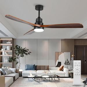Ceiling Fans with Lights and Remote, 52 Inch Outdoor Ceiling Fan for Patios with Light, 3 Blades Modern Ceiling Fan Noiseless Reversible DC Motor, Walnut Fan for Patio Living Room