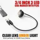 TMH 3/4 Inch LED Marker Clear Lens Amber Light with Connector Plug Clearance Markers Side Marker Indicator Light Waterproof Universal Fits RV, Boat, Pickup Truck 12V DC (Pack of 50)