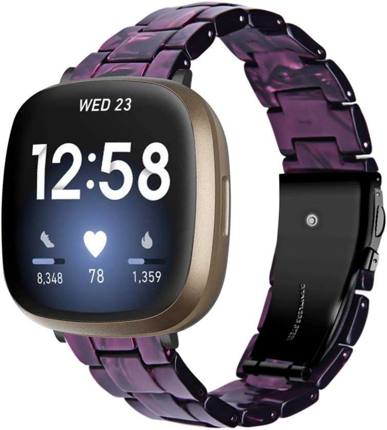 Resin Band Compatible for Fitbit Versa 4/Sense 2 Replacement Band Strap Breathable Bracelet Band for Fitbit Versa 4 Smartwatch Accessories
