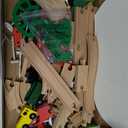 FUN LITTLE TOYS 77PCS Wooden Train Set Toy Train for Boys & Girls with Wood Train Track Fits Major Brand, Wooden Farm Play Set for Kids Wooden Toys