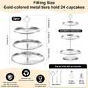 Kigley 7 Pcs Silver Cake Stands Set Vintage Dessert Table Display 3 Tiered Cupcake Holder Candy Plate Desserts Table Stands with Crystal Edge Serving Tower Metal Cake Serving Tray for Wedding Birthday