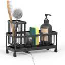 BSHG King Black Sponge Holder for Kitchen Sink, Sink Caddy Organizer with High Brush Holder, Kitchen Countertop Organizers and Storage Essentials,rustproof Stainless Steel(1Sink Caddy + 2 Sponges)