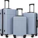 Luggage Sets 3 Piece(20/24/28)-Suitcase Set- Luggage with Wheels-PC + ABS Durable Lightweight Rotating hardshell suitcase (Blue)