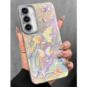 Toycamp Compatible with Samsung Galaxy S24 Plus Case - Cute Glitter Laser Butterfly S24 Plus Phone Case with Bling Camera Lens Protector Laser Holo Galaxy S24 Plus Cover for Women Girly