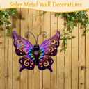 WAIU Solar LED Butterfly Lights, Metal Hanging Wall Art Decor, Waterproof Outdoor Decoration for Patio Garden Yard Fence, Valentine Gifts