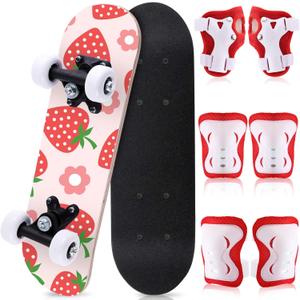 Honoson 7 Pcs Skateboard for Toddlers Beginners Knee Elbow Pads Wrist Guards Gear Set