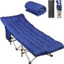 WLIVE 1200D Double Layer Oxford Camping Cots for Adults, Folding Cots for Sleeping with Mattress, Outdoor Folding Bed with Carry Bag, Portable Camping Bed for Sleeping, Resting, Camping, Dark Blue