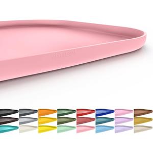 SMILOOL Silicone Pet Food Mat with Raised Edge for Food and Water Bowl, Dog Feeding Mats, Cat Food Trays for Floor Waterproof, Rubber Tray for Dogs and Cats, 24 x 16 x 0.8 Sakura Pink