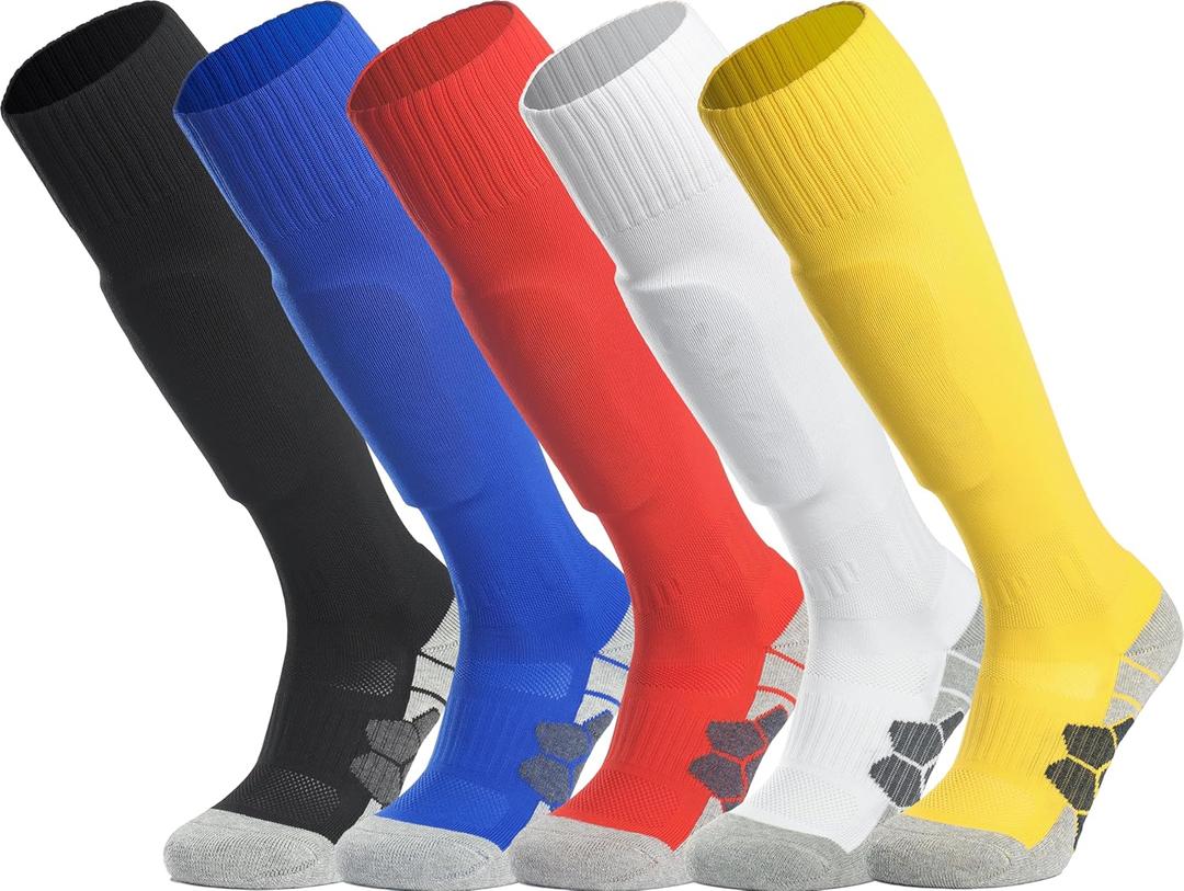 APTESOL Knee High Soccer Socks (1/3/5 Pair) Team Sport Cushion Athletic Socks for Kids Youth Adult (Small)