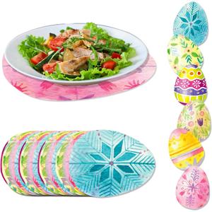 30 Pcs Easter Disposable Placemats Round Cartoon Placemats The Perfect Choice for Holiday, Party, Home Kitchen, and Table Decorations (Style 1)