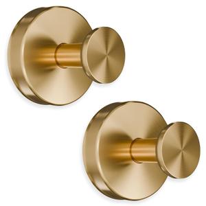Gold Shower Hooks - 2 Pcs Quick-Mount Rustproof Gold Suction Cup Hooks for Shower, Kitchen, Glass Door, Mirror, Tile - Removable Suction Towel Hook That Holds up to 11Lbs for Loofah, Bath Robe, Towel