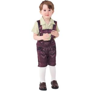 AWIBMK Kids Boys German Oktoberfest Costume Lederhosen Shorts Shirt Socks Traditional Bavarian Halloween Outfit 3PCS Sets (2-4T, Green + Brown)