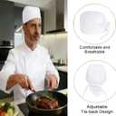 9 PCS Chef Hats for Men &Women Cooking Cap with Ties Black Skull Cap Sushi Chef Hat Bandana for Kitchen Cooking Service (White)