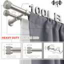 1-1/8 inch Double Curtain Rod - Premium Nonadjustable 36in/3ft Drapery Rods - Heavy Duty Dual Curtain Rods for Windows - Solid Aluminum Finials & Adjustable Concealed Mounting Bracket - Brushed Nickel
