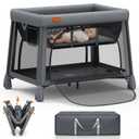 UMIKU Travel Pack and Play Baby Travel Crib Portable with Bassinet Grey
