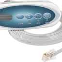53238 Mini Oval 4-Button Topside Control Panel for Balboa VL200 Heat Jacket SystemHot Tub Spa Temperature Controller with LCD, RJ45 8-Pin, Includes 55472 (Topside) & 11393 (Overlay)- 7ft(84") Cord